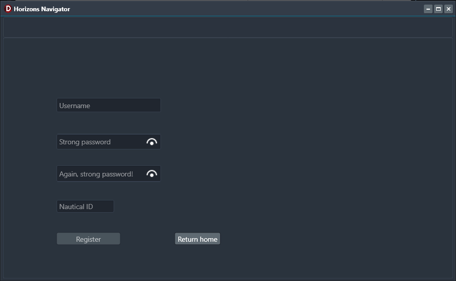 The registration page